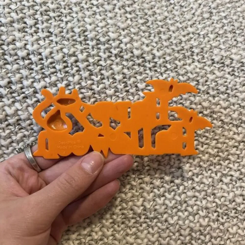Vintage 3D Happy Halloween Black‎ Cat Bats Halloween Cake Topper Hard Plastic